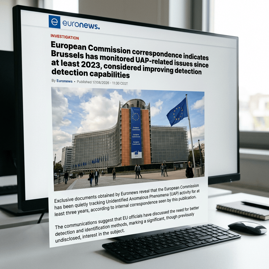 Euronews headline: European Commission correspondence indicates Brussels has monitored UAP-related issues since at least 2023 and considered improving detection capabilities.